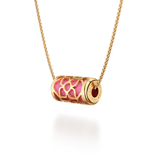 Guava Pink Lotus - Silk Pendant - Gold Vermeil