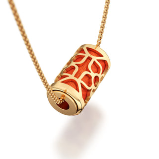 Lava Orange Lotus - Silk Pendant - Gold Vermeil