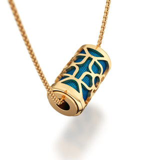 Peacock Green Lotus - Silk Pendant - Gold Vermeil