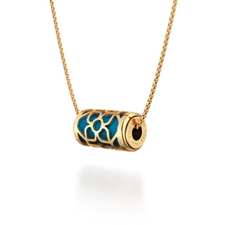 Peacock Green Lotus - Silk Pendant - Gold Vermeil