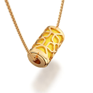 Pineapple Yellow Lotus - Silk Pendant - Gold Vermeil