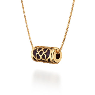 Deep Plum Lotus - Silk Pendant - Gold Vermeil