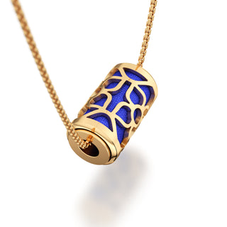 Royal Blue Lotus - Silk Pendant - Gold Vermeil