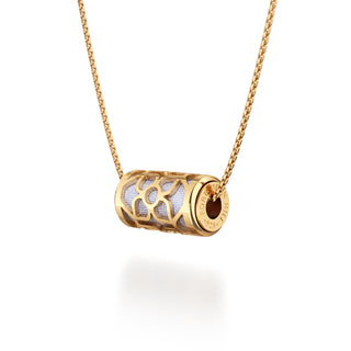 Shophouse Mauve Lotus - Silk Pendant - Gold Vermeil