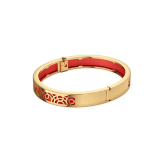 Firecracker Red Monsoon Ripples - Extra Slim Bangle Gold