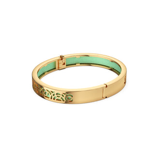 Palm Tree Green Monsoon Ripples - Extra Slim Bangle Gold