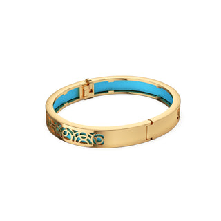 Turquoise Blue Monsoon Ripples - Extra Slim Bangle Gold