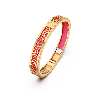 Dragonfruit Pink Monsoon Ripples - Extra Slim Bangle Gold