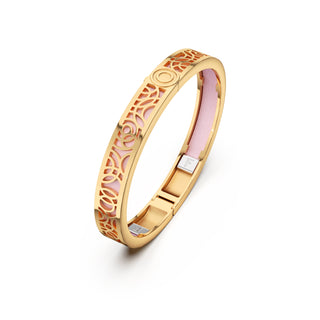 Frangipani Pink Monsoon Ripples - Extra Slim Bangle Gold