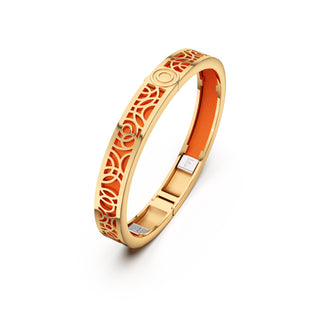 Lava Orange Monsoon Ripples - Extra Slim Bangle Gold