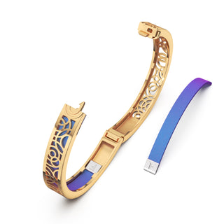Dawn Mauve Monsoon Ripples - Extra Slim Bangle Gold