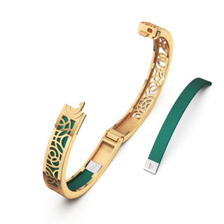 Emerald Green Monsoon Ripples - Extra Slim Bangle Gold