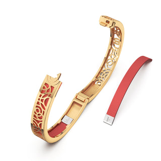 Firecracker Red Monsoon Ripples - Extra Slim Bangle Gold