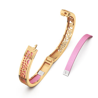 Guava Pink Monsoon Ripples - Extra Slim Bangle Gold