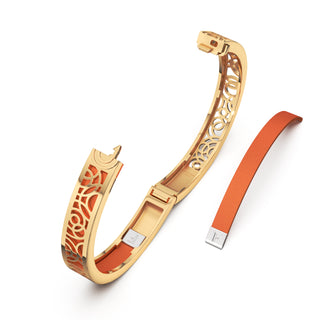 Lava Orange Monsoon Ripples - Extra Slim Bangle Gold