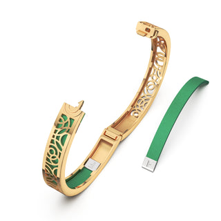 Python Green Monsoon Ripples - Extra Slim Bangle Gold