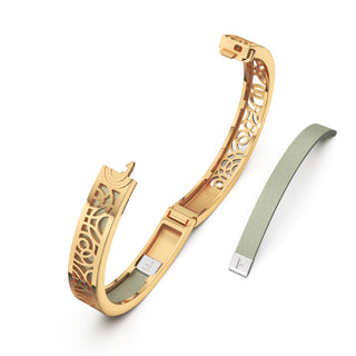 Shophouse Olive Monsoon Ripples - Extra Slim Bangle Gold