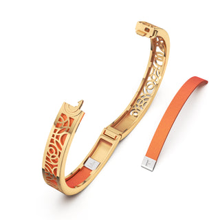 Sunset Orange Monsoon Ripples - Extra Slim Bangle Gold