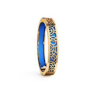 Celestial Blue Monsoon Ripples - Extra Slim Bangle Gold