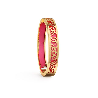 Dragonfruit Pink Monsoon Ripples - Extra Slim Bangle Gold