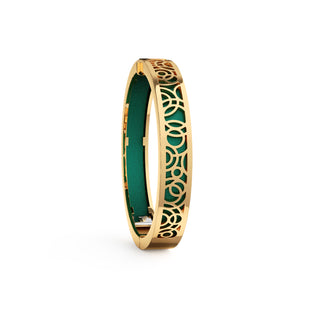 Emerald Green Monsoon Ripples - Extra Slim Bangle Gold