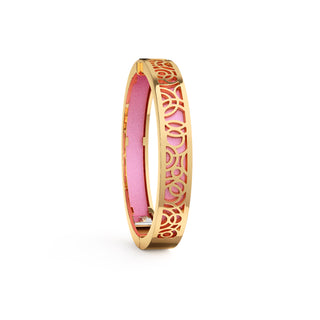 Guava Pink Monsoon Ripples - Extra Slim Bangle Gold