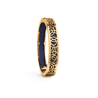 Midnight Blue Monsoon Ripples - Extra Slim Bangle Gold