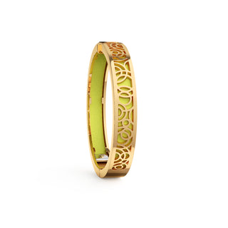 Pomelo Green Monsoon Ripples - Extra Slim Bangle Gold