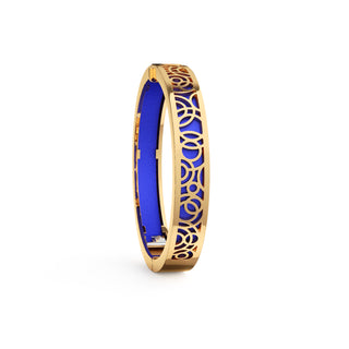 Royal Blue Monsoon Ripples - Extra Slim Bangle Gold