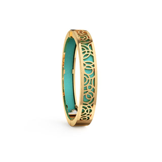 Shophouse Teal Monsoon Ripples - Extra Slim Bangle Gold