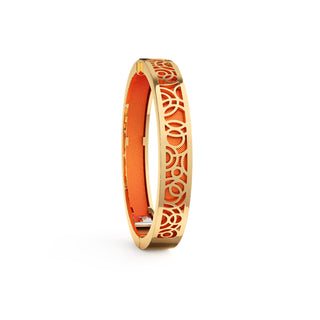Sunset Orange Monsoon Ripples - Extra Slim Bangle Gold