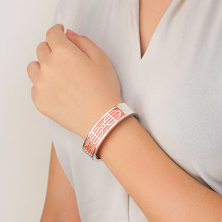 Nanyang Dream Bangle - Crossandra Orange - Sterling Silver