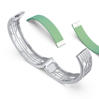 Palm Tree Green Nanyang Dream - Slim Bangle - Sterling Silver