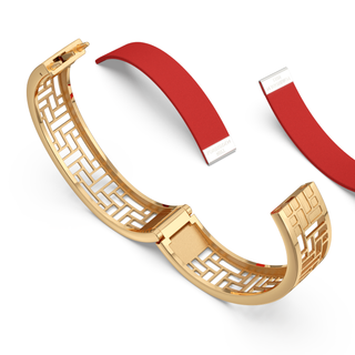 Firecracker Red Pavilion - Slim Bangle - Gold Vermeil