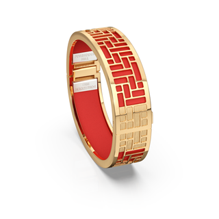 Firecracker Red Pavilion - Slim Bangle - Gold Vermeil