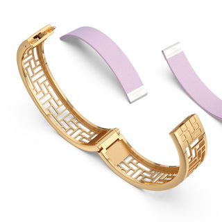 Frangipani Pink Pavillion - Slim Bangle - Gold Vermeil