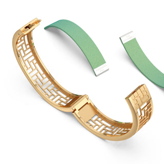Palm Tree Green Pavilion - Slim Bangle - Gold Vermeil