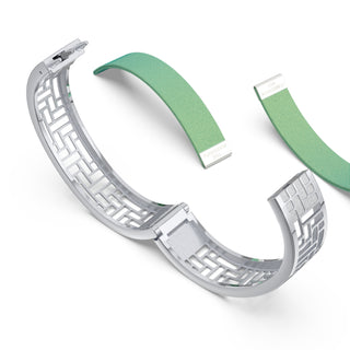 Palm Tree Green Pavilion - Slim Bangle - Sterling Silver