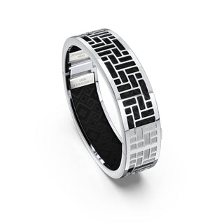 Obsidian Black Pavilion - Slim Bangle - Sterling Silver