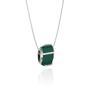 Emerald Green Hexagon Coral - Silk Pendant - Sterling Silver