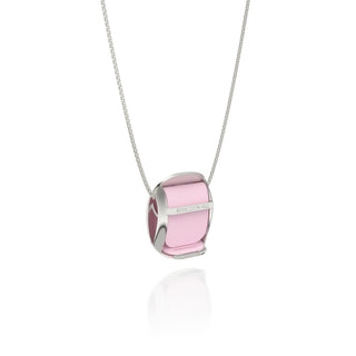 Frangipani Pink Hexagon Coral - Silk Pendant - Sterling Silver