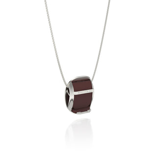 Mangosteen Red Hexagon Coral - Silk Pendant - Sterling Silver