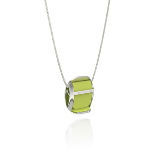 Pomelo Green Hexagon Coral - Silk Pendant - Sterling Silver