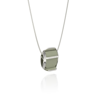 Shophouse Olive Hexagon Coral - Silk Pendant - Sterling Silver