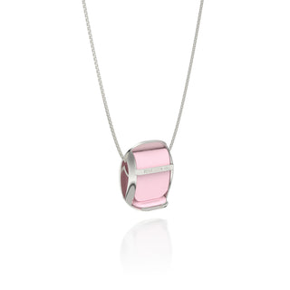 Shophouse Pink Hexagon Coral - Silk Pendant - Sterling Silver