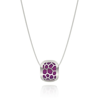 Orchid Purple Hexagon Coral - Silk Pendant - Sterling Silver