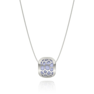 Shophouse Mauve Hexagon Coral - Silk Pendant - Sterling Silver