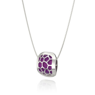Orchid Purple Hexagon Coral - Silk Pendant - Sterling Silver