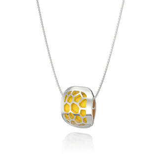 Pineapple Yellow Hexagon Coral - Silk Pendant - Sterling Silver