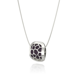 Deep Plum Hexagon Coral - Silk Pendant - Sterling Silver